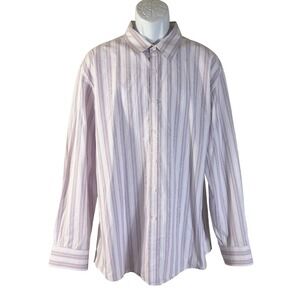 Robert Barakett Button Down Shirt Mens XXL Purple Striped Long Sleeve Cotton